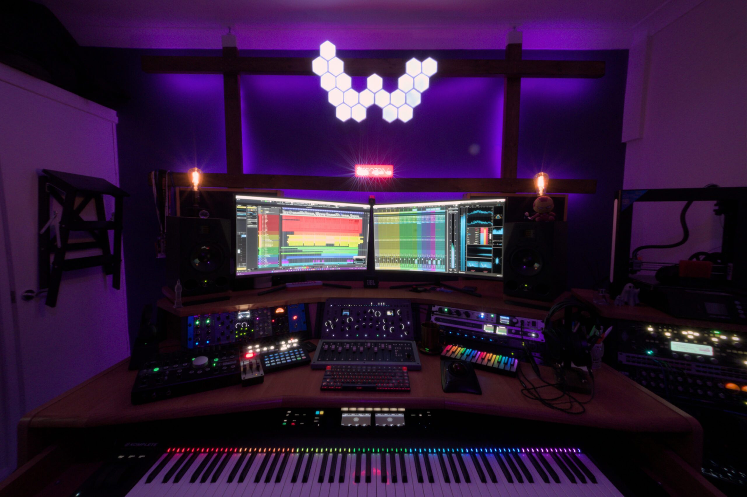 Studio desk and recording setup